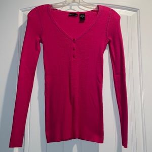 Moda International Hot Pink button up thermal, Size S